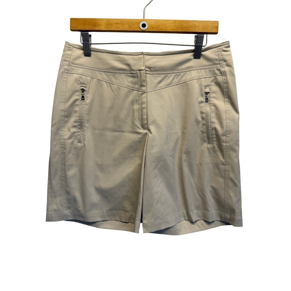 Tail Tech Performance Golf Shorts Zipper Pockets Tan Size 10
